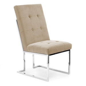 SCAUN DINING PIERRE, BEJ/CROM, STIL MODERN
