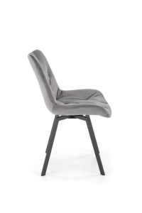 SCAUN DINING PIVOTANT K519, GRI/NEGRU, TAPITERIE DIN CATIFEA SI PICIOARE DIN METAL, STIL MODERN - Img 7
