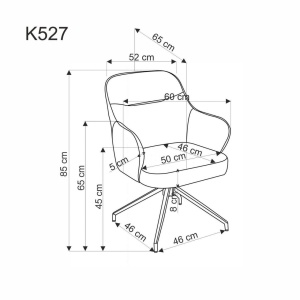 SCAUN DINING PIVOTANT K527, GRI/NEGRU, TAPITERIE DIN STOFA SI PIELE ECOLOGICA SI PICIOARE DIN METAL, STIL MODERN - Img 2