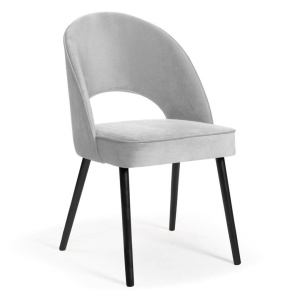 Scaun dining PONTE PLUS, gri/negru, cu tapiterie din catifea