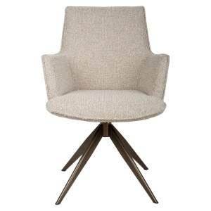 SCAUN DINING ROTATIV CU BRATE, DAKOTA, REALIZAT DIN METAL, PLACAJ SI TEXTIL, CULOARE BEJ, DESIGN DEOSEBIT, RICHMOND INTERIORS - Img 4