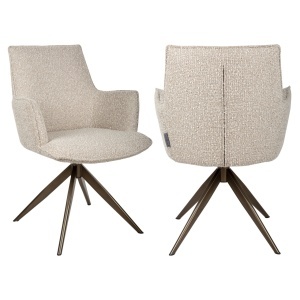 SCAUN DINING ROTATIV CU BRATE, DAKOTA, REALIZAT DIN METAL, PLACAJ SI TEXTIL, CULOARE BEJ, DESIGN DEOSEBIT, RICHMOND INTERIORS - Img 5
