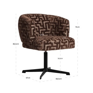 SCAUN DINING ROTATIV, DINAN, REALIZAT DIN METAL, PLACAJ SI TEXTIL IGNIFUG, CULOARE MARO, DESIGN DEOSEBIT, RICHMOND INTERIORS - Img 3