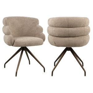 SCAUN DINING ROTATIV, KAYLA, REALIZAT DIN METAL SI TEXTIL, CULOARE CAPPUCCINO, DESIGN DEOSEBIT, RICHMOND INTERIORS