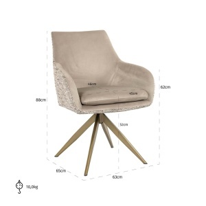 SCAUN DINING ROTATIV LISONNE, REALIZAT DIN METAL SI TEXTIL, CULOARE CREM, DESIGN DEOSEBIT, RICHMOND INTERIORS - Img 9