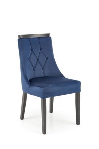 SCAUN DINING ROYAL, ALBASTRU MONOLITH 77/NEGRU, CU TAPITERIE DIN CATIFEA SI PICIOARE DIN LEMN MASIV, STIL CLASIC, HALMAR - Img 5