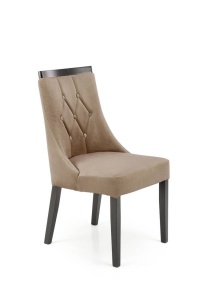SCAUN DINING ROYAL, BEJ MONOLITH 09/NEGRU, CU TAPITERIE DIN CATIFEA SI PICIOARE DIN LEMN MASIV, STIL CLASIC, HALMAR - Img 3