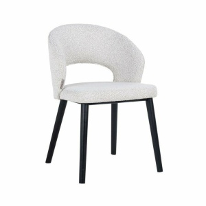 SCAUN DINING SAVOY, ALB/NEGRU, TAPITERIE DIN TEXTIL PLUSAT SI PICIOARE DE LEMN, STIL MODERN RICHMOND INTERIORS