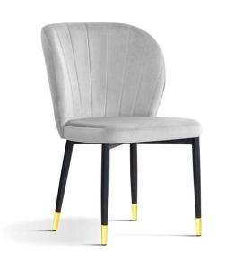 SCAUN DINING SHELLY, GRI/NEGRU/AURIU, TAPITERIE DIN CATIFEA SI PICIOARE DIN METAL, STIL MODERN