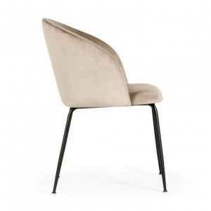 SCAUN DINING SUSAN, BEJ/NEGRU, TAPITERIE DIN CATIFEA SI PICIOARE DIN METAL, STIL MODERN, ATR - Img 3