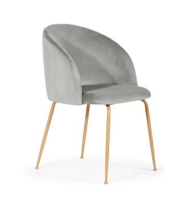 SCAUN DINING SUSAN, GRI INCHIS/STEJAR, TAPITERIE DIN CATIFEA SI PICIOARE DIN METAL, STIL MODERN, ATR