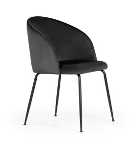 SCAUN DINING SUSAN, NEGRU/NEGRU, TAPITERIE DIN CATIFEA SI PICIOARE DIN METAL, STIL MODERN, ATR