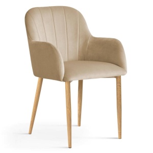 SCAUN DINING TULIP, BEJ/STEJAR, STIL MODERN