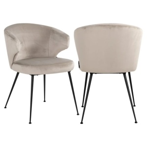 SCAUN DINING XANDRA QUARTZ KAKI VELVET 903, S4724, CONFECTIONAT DIN 100% POLIESTER SPUMA SI METAL, RICHMOND INTERIORS