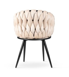 SCAUN DINING ZEPHYR, BEJ/NEGRU, TAPITERIE DIN CATIFEA SI PICIOARE DIN METAL, STIL MODERN, ATR - Img 3