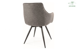 SCAUN PIVOTANT BALLO, GRI 18/NEGRU MAT, TAPITERIE DIN STOFA BREGO SI PICIOARE DIN METAL, STIL MODERN - Img 2