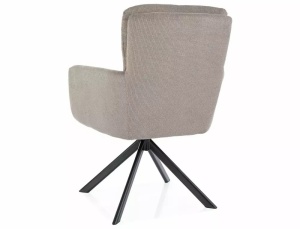 SCAUN PIVOTANT BASIL, BEJ 34/NEGRU MAT, TAPITERIE DIN STOFA VARDO SI PICIOARE DIN METAL, STIL MODERN - Img 3