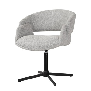 SCAUN PIVOTANT BIG FROYD, CONFECTIONAT DIN METAL, SPUMA, ARCURI SI TEXTIL, GRI/NEGRU, STIL MODERN