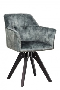 SCAUN PIVOTANT, LOFT 61X81 CM, COD 40257, DIN CATIFEA VERDE SMARALD SI CADRUL DE LEMN - Img 1