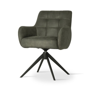 SCAUN PIVOTANT MATERO, VERDE/NEGRU BULL156, CONFECTIONAT DIN TAPITERIE DIN TEXTIL SI PICIOARE DIN METAL, STIL MODERN