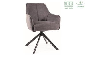 SCAUN PIVOTANT NOTTI, GRI 18/NEGRU MAT, TAPITERIE DIN STOFA BREGO SI PICIOARE DIN METAL, STIL MODERN - Img 1