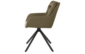 SCAUN PIVOTANT SPELLO, OLIVE 10/NEGRU MAT, TAPITERIE DIN PIELE ECOLOGICA SI PICIOARE DIN METAL, STIL MODERN - Img 2