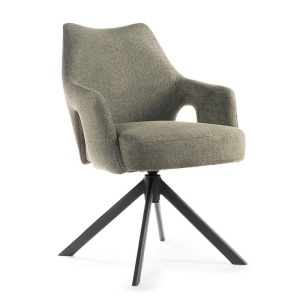 SCAUN PIVOTANT VESPER, VERDE/NEGRU, TAPITERIE DIN STOFA SI PICIOARE DIN METAL, STIL MODERN