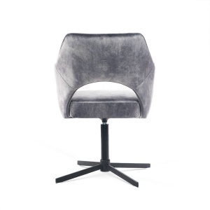 SCAUN PIVOTANT XENIA, GRI/NEGRU, TAPITERIE DIN CATIFEA SI PICIOARE DIN METAL, STIL MODERN, ATR - Img 3