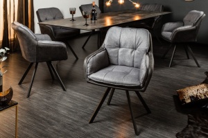 SCAUN, ROTATIV 180 GRADE, LOUNGER, GRI, COD 39301, STIL INDUSTRIAL - Img 1