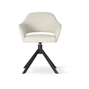 SCAUN ROTATIV FIBI, CREM/NEGRU, CONFECTIONAT DIN TAPITERIE DIN TEXTIL, SPUMA SI PICIOARE DIN METAL, STIL MODERN