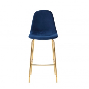 SET 2 BUCATI SCAUNE DE BAR SCANDINAVIA 40131 CATIFEA ALBASTRA/METAL AURIU STIL MODERN - Img 2