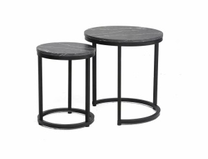 SET 2 MASUTE DE CAFEA HOLA, 32/45 CM, EFECT DE MARMURA NEAGRA/NEGRU, BLAT DIN PAL LAMINAT SI CADRU DIN METAL, STIL MODERN - Img 1