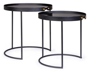 SET 2 MASUTE DE CAFEA ZEINA, ROUND 92, NEGRE, CONFECTIONATE DIN OTEL, STIL MODERN - Img 3