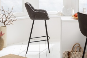 SET 2 SCAUNE DE BAR, DUTCH COMFORT, DE CULOARE GRI ANTICHIZAT, COD 39936, DESIGN RETRO - Img 2
