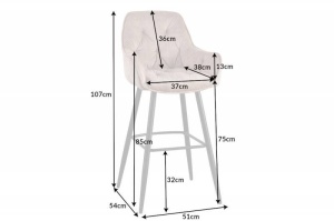 SET 2 SCAUNE DE BAR, MILANO, DIN CATIFEA CREM SI METAL, COD 41958, DESIGN MODERN - Img 6