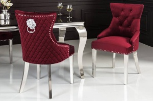 SET 2 SCAUNE, DE LUX, CASTLE, DIN CATIFEA ROSIE SI METAL INOXIDABIL, DESIGN BAROC, ARTIM GROUP - Img 3