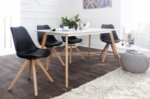 SET 2 SCAUNE, DIN LEMN MASIV SI PIELE ECO, NEGRU, SCANDINAVIA, COD 36188, DESIGN SCANDINAV - Img 6