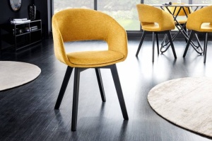 SET 2 SCAUNE DINING, NORDIC STAR, DIN LEMN SI MATERIAL DE CULOARE GALBEN MUSTAR, COD 43424