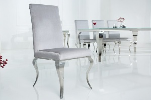 SET 2 SCAUNE, ELEGANT, BAROCK, COD 37906 GRI/ ARGINTIU, DIN METAL SI TEXTIL - Img 1