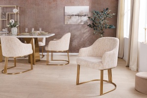 SET 2 SCAUNE, EXTRAVAGANCIA, DIN TEXTIL CHENILLE BEJ SI CADRUL DIN METAL, ARTIM GROUP SELECTION