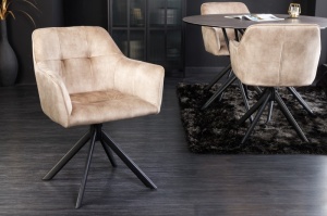 SET 2 SCAUNE, ROTATIV CU BRATE, LOFT, CATIFEA BEJ, STIL LOFT, ARTIM GROUP SELECTION