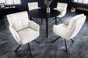 SET 2 SCAUNE ROTATIVE, BIG GEORGE ALB, TEXTIL BOUCLE, ASPECT RETRO, ARTIM GROUP SELECTION