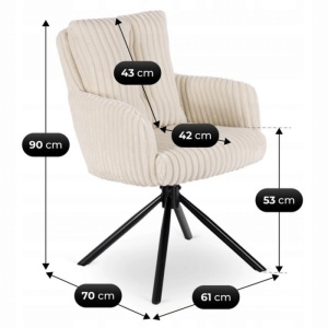 SET 4 SCAUNE ROTATIVE, ARTIM MEBLE, REALIZAT DIN CATIFEA RAIAT CREM SI METAL, STIL MODERN - Img 8
