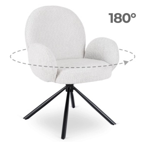 SET 4 SCAUNE ROTATIVE, ARTIM MEBLE, REALIZAT DIN MATERIAL BOUCLE GRI SI METAL, STIL MODERN - Img 9