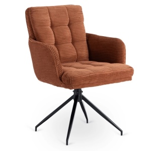 SET 4 SCAUNE ROTATIVE, ARTIM MEBLE, REALIZAT DIN MATERIAL CATIFEA RAIAT CARAMIZIU SI METAL, STIL MODERN - Img 5