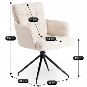 SET 4 SCAUNE ROTATIVE, ARTIM MEBLE, REALIZAT DIN MATERIAL CATIFEA RAIAT CREM SI METAL, STIL MODERN - Img 10