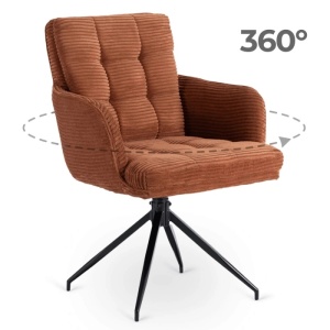SET 4 SCAUNE ROTATIVE, ARTIM MEBLE, REALIZAT DIN MATERIAL CATIFEA RAIAT CARAMIZIU SI METAL, STIL MODERN - Img 11