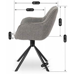 SET 4 SCAUNE ROTATIVE, ARTIM MEBLE, REALIZAT DIN MATERIAL TEXTIL BOUCLE GRI SI METAL, STIL MODERN - Img 9
