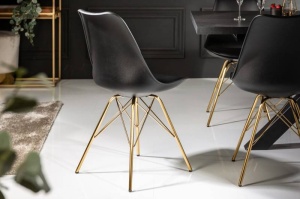 SET 4 SCAUNE, SCANDINAVIA, DIN METAL SI PIELE ECO, NEAGRA, COD 41699 - Img 2