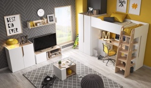 SET DORMITOR TINERET BUBU ALB MAT/FAG - DESIGN MODERN - Img 2